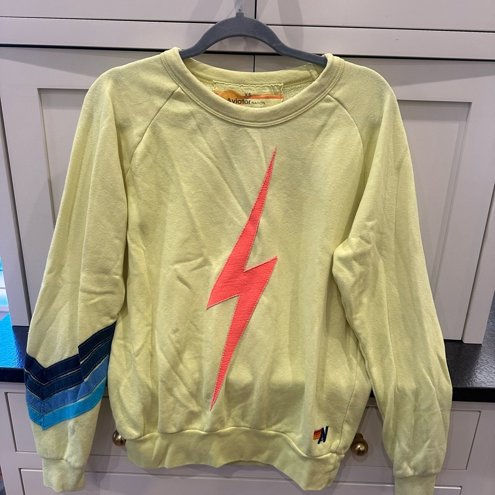 Yellow Aviator Sweatshirt with Lightning Bolt